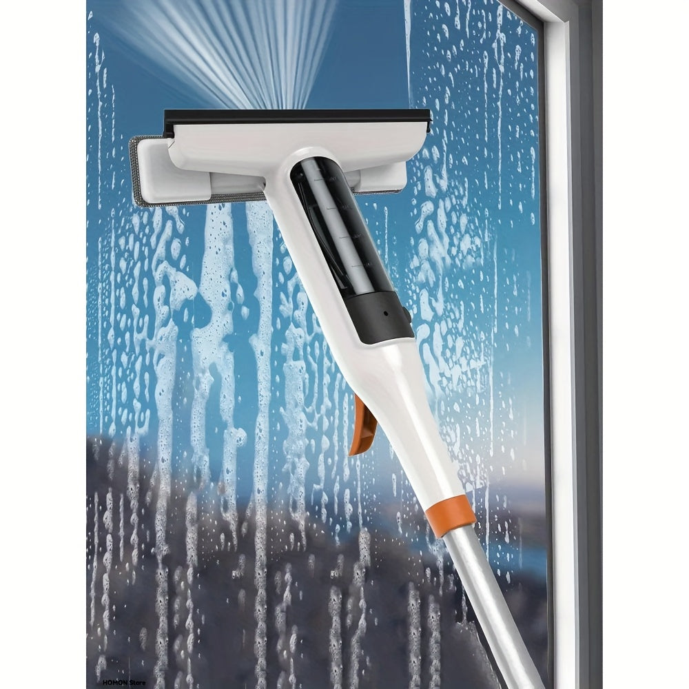 3-in-1 Glass Cleaning Kit with Durable Metal Pole Squeegee and Scraper for High Windows Shower Doors Car Windshields – Streak-Free Home Cleaning Tool