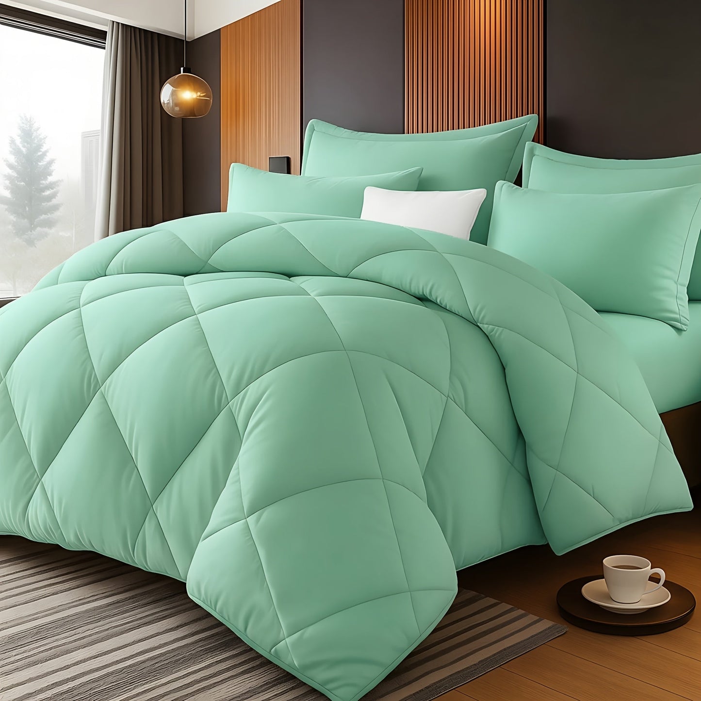 Quilted Comforter Set Twin Queen King Size – Soft Diamond Pattern Quilt with Pillowcases Ultra-Fine Fiber Fill Lightweight Breathable All-Season Bedding 2/3 Piece Multiple Colors