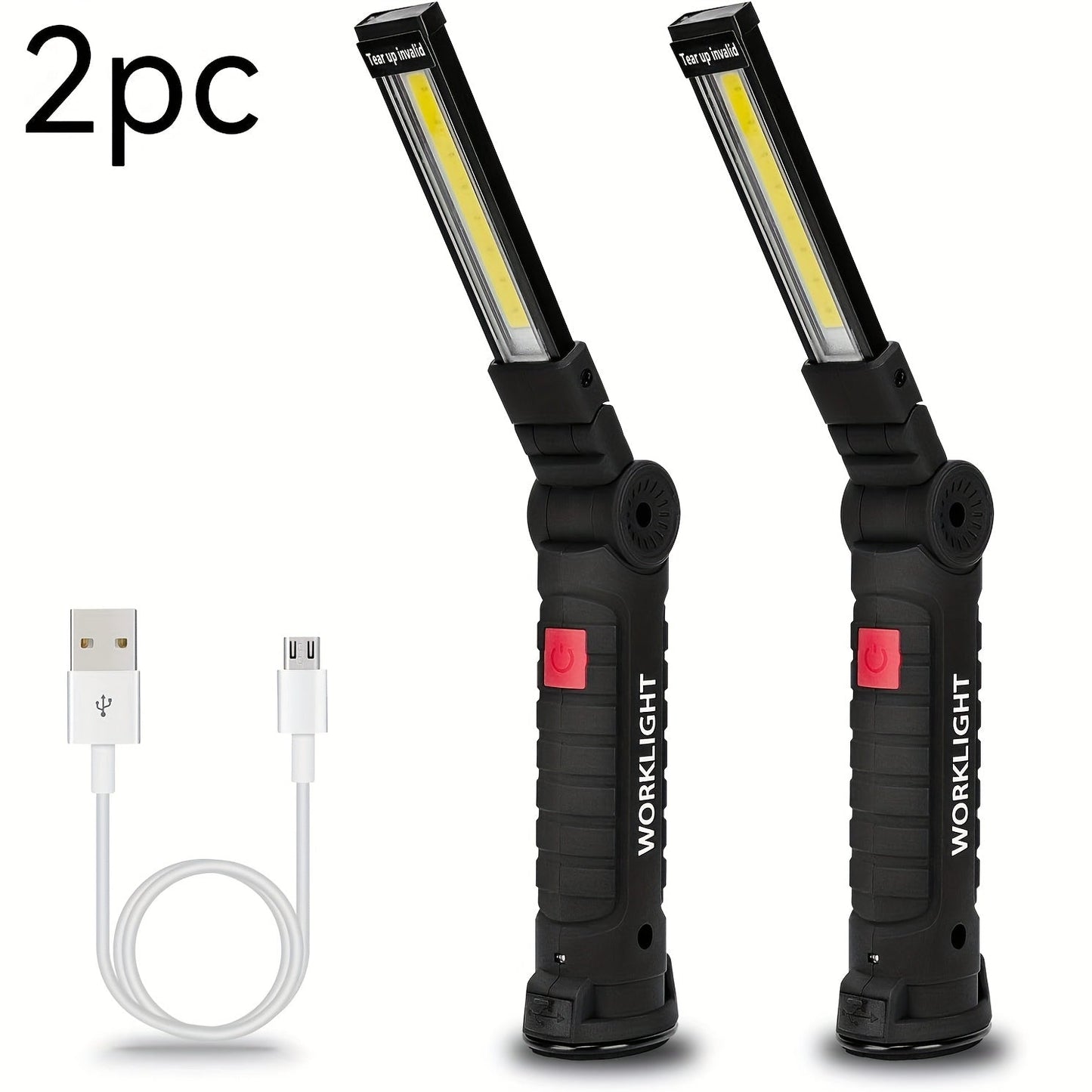 COB LED Rechargeable Work Lights – Portable Hanging Work Lamp with Built-In Battery for Camping, Yard, Party & Vehicle Maintenance, 2/4/6/8/10 Pack Options, Black & Khaki