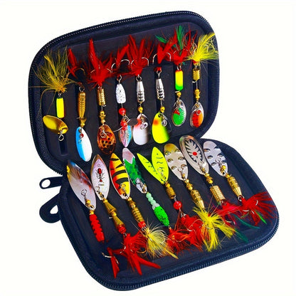 16PCS Metal Spoon Fishing Lures Kit – Spinner Bait Set for Pike, Bass, Trout & Walleye with Artificial Lures and Tackle Storage Box, Freshwater Fishing Accessories
