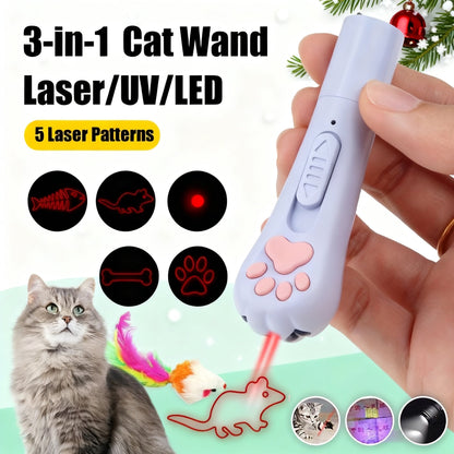 7-in-1 Interactive Cat Teaser Toy USB Rechargeable – 7 Play Modes for Indoor Cats & Dogs, Chasing Exercise Toy, Includes Free Bonus Mouse Toy, Great Christmas & Birthday Gift for Pets