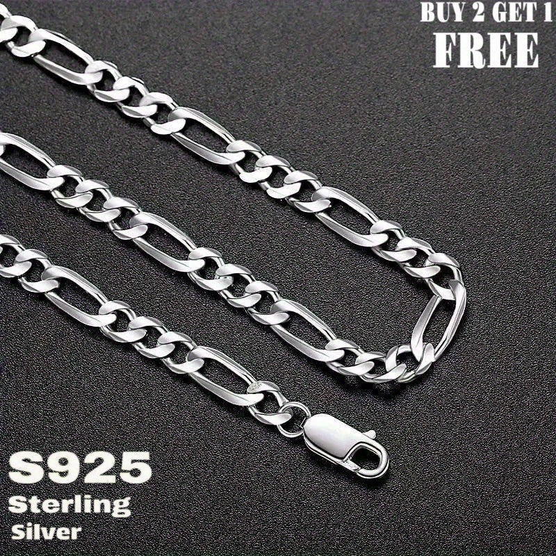 925 Sterling Silver Figaro Chain Necklace – 6mm Wide, 18 to 24 Inch, Unisex Men & Women, Includes Gift Box – Classic Silver Chain for Everyday Wear & Gifting