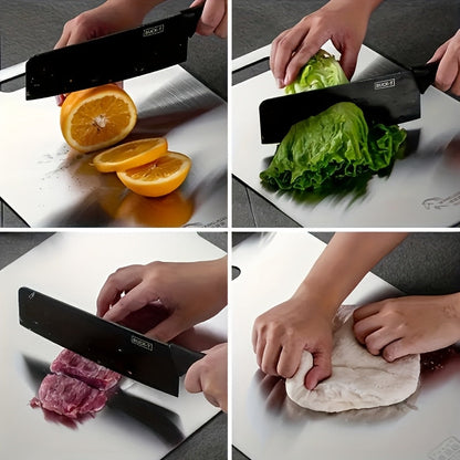 Stainless Steel Cutting Board Set of 3 Premium BPA-Free Rust-Resistant Easy to Clean Space-Saving Kitchen Chopping Boards for Meat Vegetables Fruit Food Prep