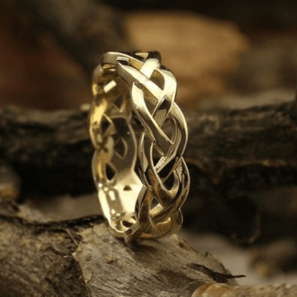 18K Gold Plated Copper Woven Hollow Ring for Women – Minimalist Stackable Band, Sizes 5-13, Luxurious Texture for Weddings, Anniversaries, Parties & Everyday Wear, No Gemstone
