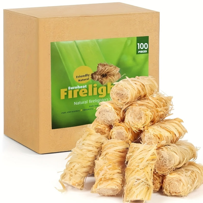 Natural Fire Starter Sticks 50/100pcs – Fast-Light Charcoal Starters for Fireplace, BBQ Grill, Campfire, Fire Pit, Wood Stove, Chimney & Smoker – Weather-Resistant, Indoor & Outdoor Use