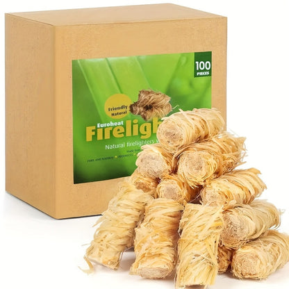 Natural Fire Starter Sticks 50/100pcs – Fast-Light Charcoal Starters for Fireplace, BBQ Grill, Campfire, Fire Pit, Wood Stove, Chimney & Smoker – Weather-Resistant, Indoor & Outdoor Use