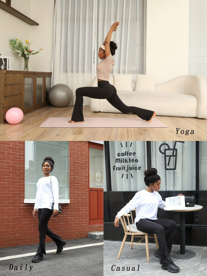 Women's High Waisted Flare Bell Bottom Yoga Pants 5-Pack Tummy Control Full-Length Bootleg Leggings Soft Stretch Wide Leg Pants for Yoga Gym Dance Pilates Year-Round Wear Sizes S-XXL