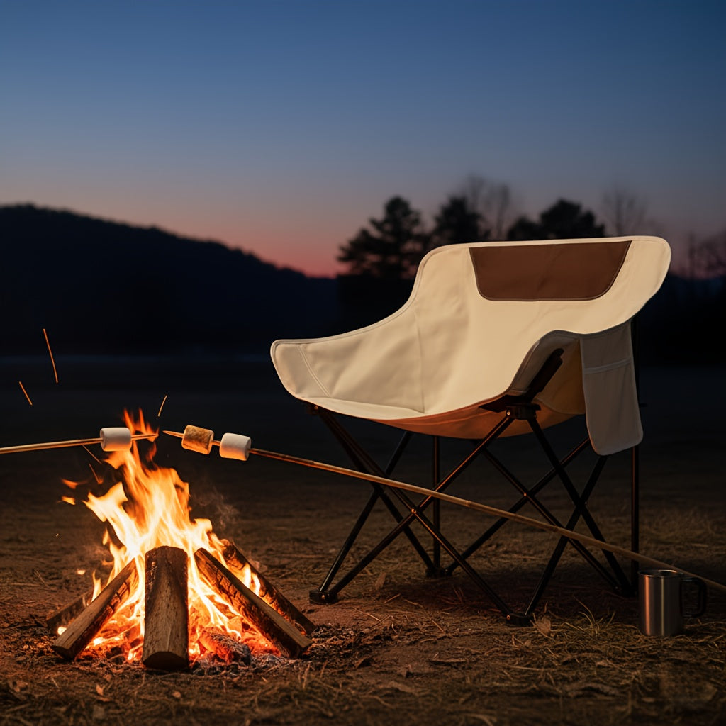 Portable Folding Moon Chair and Table Set 2 3 5pcs with Storage Bag for Beach Camping Fishing Family BBQ Picnic Outdoor Hiking Courtyard Black White