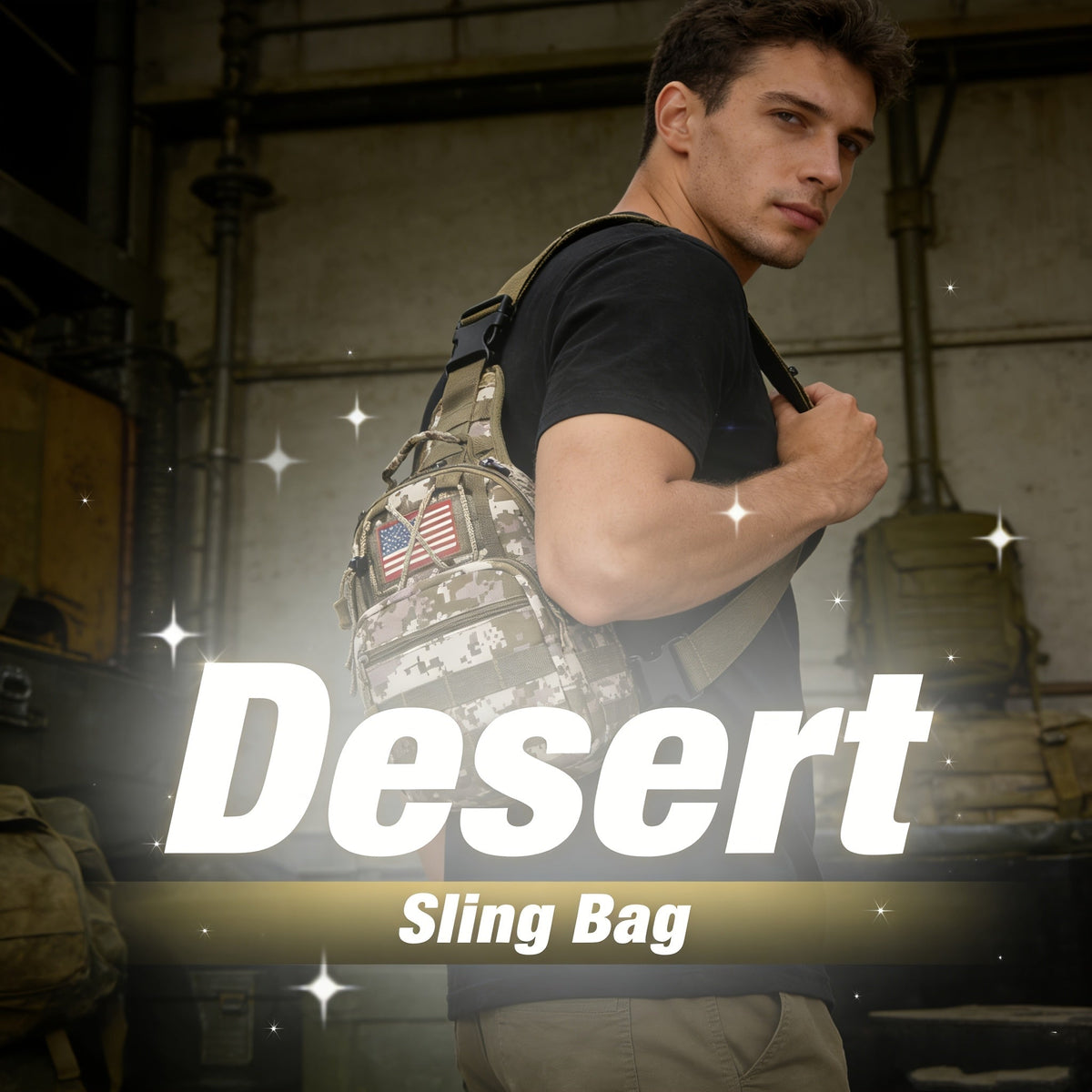 Tactical Sling Backpack – Lightweight Crossbody Daypack for Cycling, Hiking, Travel & Daily Use, Multiple Colors with Flag Patch Option