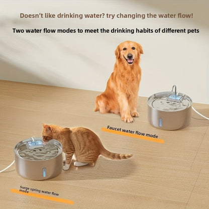 Stainless Steel Pet Water Fountain 236oz 7L Automatic Cat & Dog Water Dispenser with Replacement Filters USB Powered Water Level Window – FT007 Model
