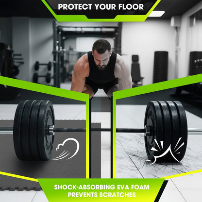 EVA Interlocking Gym Floor Mats 20 or 60 Pack – Thick Impact-Resistant Non-Slip Waterproof Foam Puzzle Tiles for Home Gym, Yoga, Weightlifting & Exercise, Black