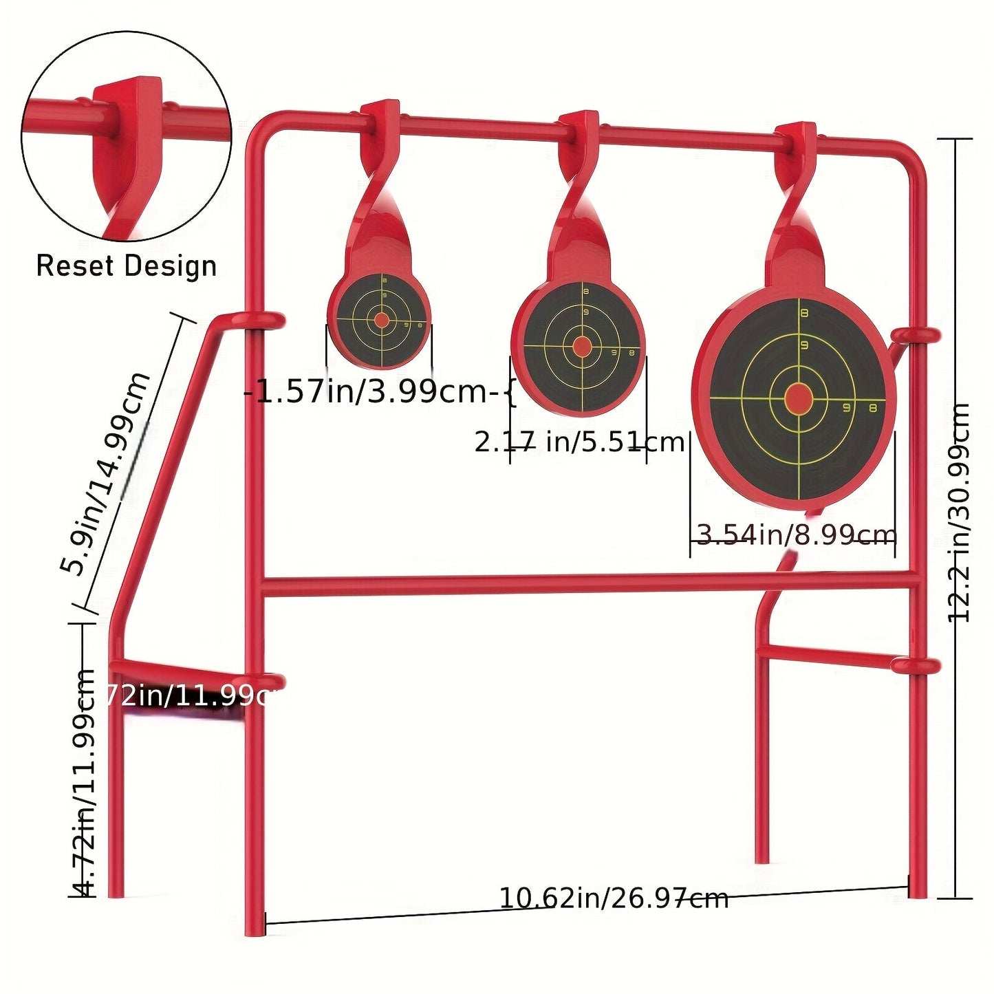 Spinner Shooting Target Stand for .22LR - Triple Steel Spinner Targets Foldable with 15-Pack Bullseye Paper Targets, Outdoor Shooting Practice, Durable Air Strike Target System for Range Training