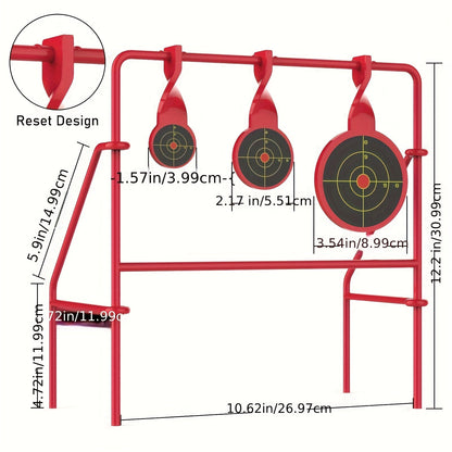 Spinner Shooting Target Stand for .22LR - Triple Steel Spinner Targets Foldable with 15-Pack Bullseye Paper Targets, Outdoor Shooting Practice, Durable Air Strike Target System for Range Training
