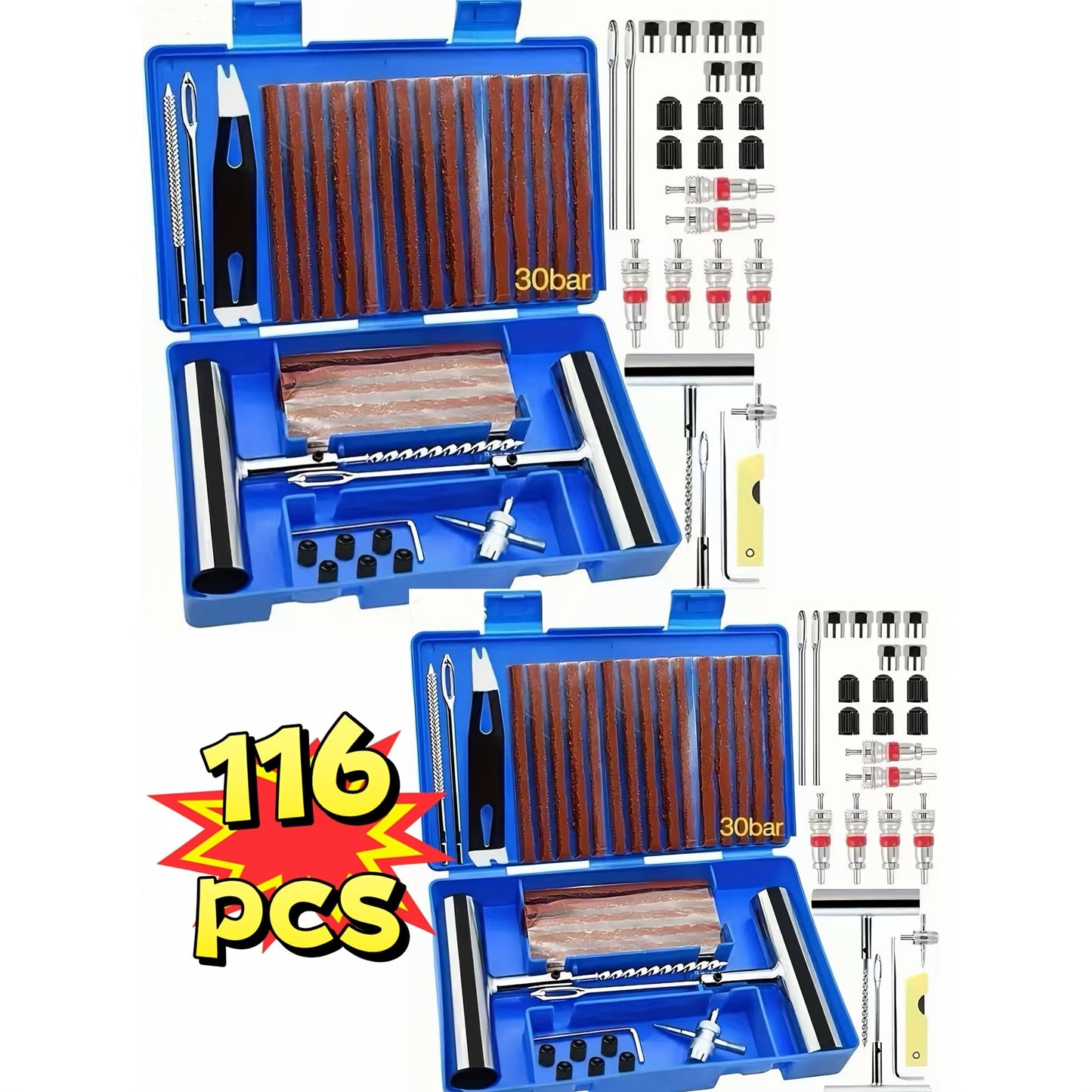 Tire Repair Tool Kit 47 58 104 116pcs Industrial Hand Tool Set Durable No Battery Required for Cars Motorcycles Trucks Tractors Trailers Automotive Maintenance Essentials