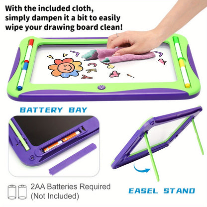 LED Light-Up Drawing Doodle Board for Kids Ages 3-8 – Glow Writing Art Set with 9 Double-Sided Cards & 6 Markers, Educational Learning Travel Toy, Birthday & Christmas Gift for Girls Boys