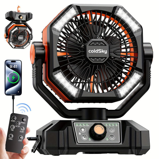 Camping Fan with 20000mAh Battery 8-Speed Settings Enhanced Motor USB Rechargeable - Portable Tent Fan for Camping, Hiking, Outdoor Adventures & Emergency Use
