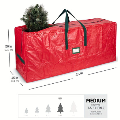 Christmas Tree Storage Bag for 7.5ft Trees – Heavy Duty Extra Large Xmas Holiday Tree Bag with Dual Zippers, Reinforced Handles & Wide Opening for Easy Storage, Red