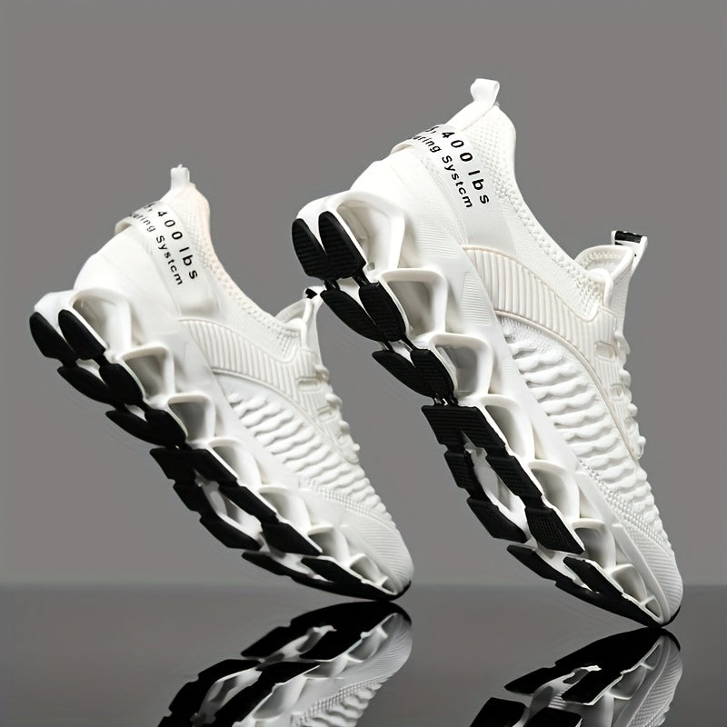 Men's Breathable Running Shoes Lightweight Fish Scale Fabric Upper Durable Outsole Low Top Lace-Up for Running Hiking Walking Casual Sports White Black US 7-13.5