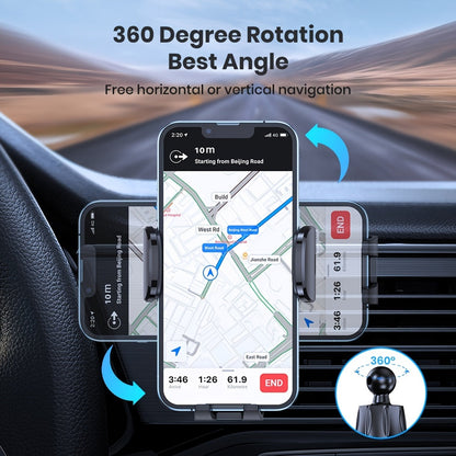 Car Air Vent Phone Mount Universal Hands-Free Holder Adjustable Clamp Cradle Compatible with All Smartphones – ABS Waterproof, Wall Mount Option, Rectangle Design for Auto Vehicle