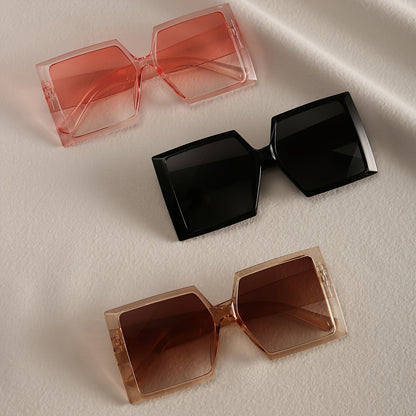 3-Pack Women's Oversized Flat Top Fashion Sunglasses Set - Large Square Frame Trendy Retro Eyewear in Pink Champagne Black for Beach Driving Travel & Everyday Style