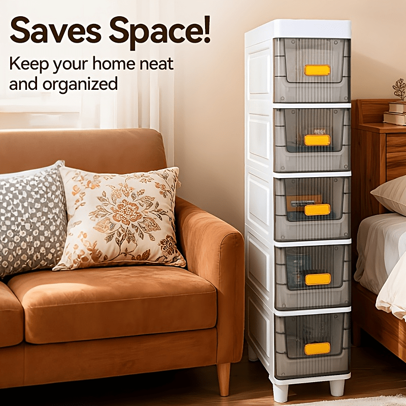 Slim Rolling Storage Cabinet with Drawers and Wheels Waterproof PP Organizer 3 4 5 6 Tier for Bathroom Kitchen Bedroom Small Spaces – Narrow Drawer Unit