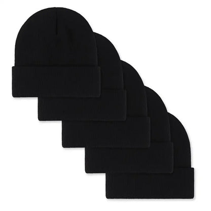 5-Pack Unisex Knit Beanie Hats for Men & Women - Warm Windproof Soft Acrylic Skull Caps for Winter Skiing Outdoors & Everyday, Lightweight Stretchy Cuffed Beanies Multipack, Great Gift