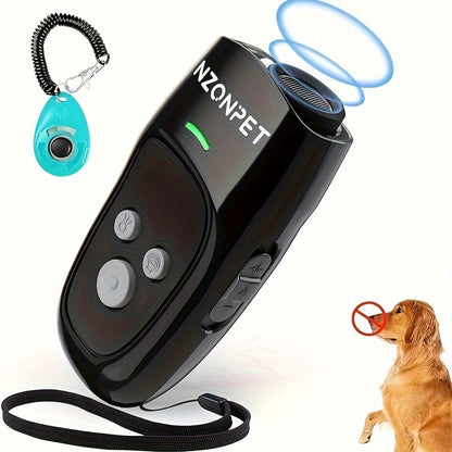 Ultrasonic Anti Barking Device 3-in-1 Dog Bark Control - 3 Frequency Sonic Dog Trainer with LED Light and Wrist Strap, 16.4Ft Range Rechargeable Bark Deterrent for Indoor and Outdoor Use