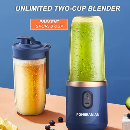 Portable Personal Blender Juicer 1500mAh USB Rechargeable – Food Grade ABS Double Cup Fruit & Vegetable Smoothie Maker, Multifunctional Mini Juicer for Home, Travel & Gym, Gift Box Included