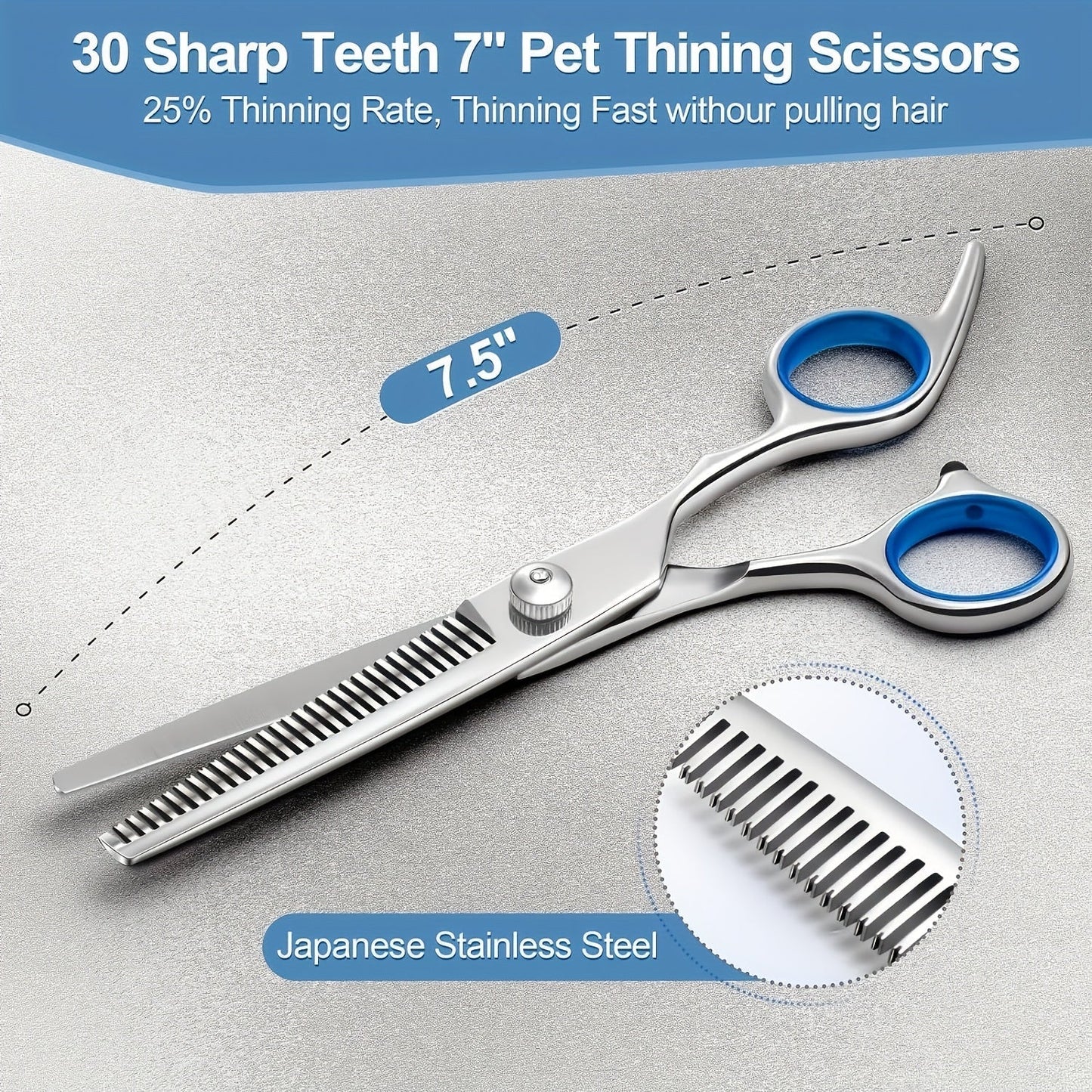 Professional Dog Grooming Scissors Set 6-in-1 – Titanium Coated 4CR Stainless Steel, Safety Round Tips, Left & Right Hand Universal, Heavy Duty Pet Grooming Shears for Dogs, Cats & All Animals