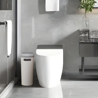 Small Bathroom Trash Can with Built-In Handles 2/1 Pack – Rustproof Plastic Wastebasket, Space-Saving Design for Bathroom, Laundry Room & Home Office, Includes Trash Bags