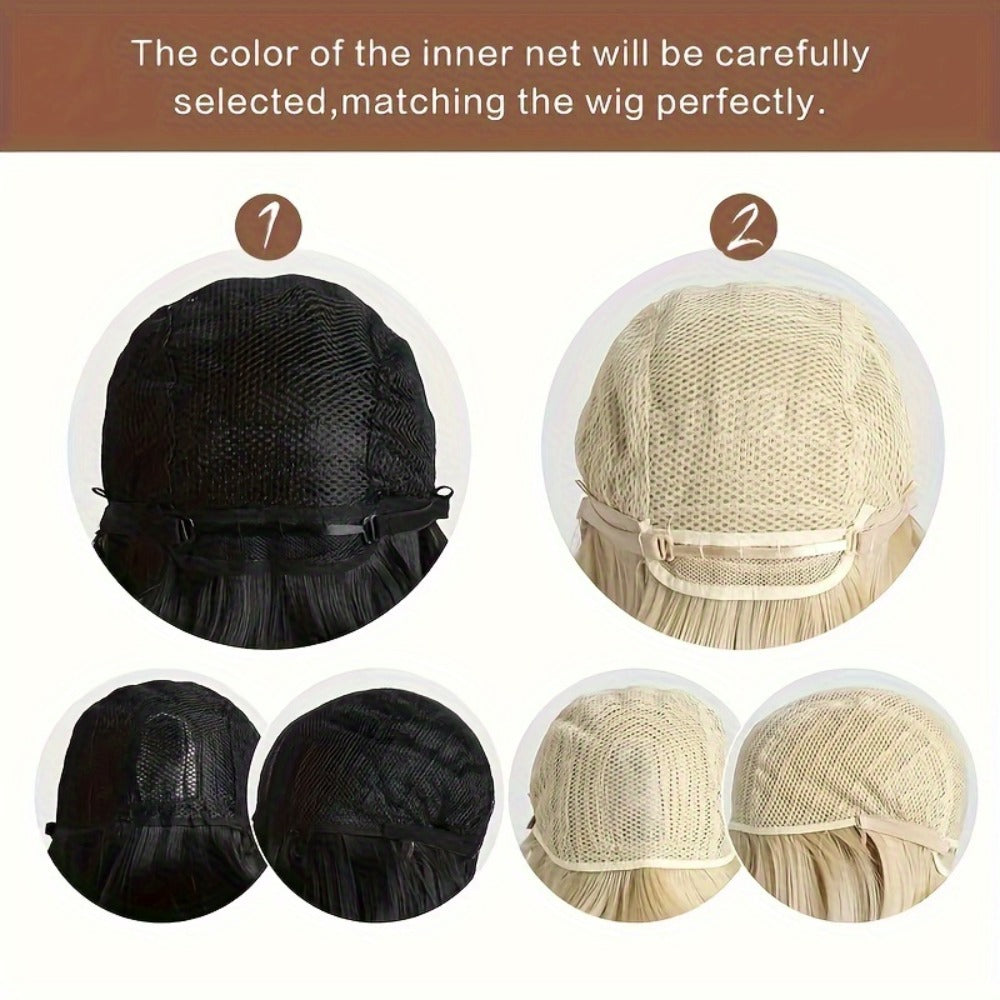 Glueless Brazilian Curly Short Wig for Women – Deep Wave Synthetic Hair, Natural Scalp Look, Breathable Cap, Light Beige, No Adhesive Needed for Daily Wear & Parties