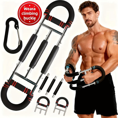 Adjustable Spring Exercise Bar 3-Speed Resistance Arm Trainer for Forearm Triceps Chest Strength, Detachable Portable Home Gym Fitness Equipment, Upper Body Muscle Builder - Black Mini, Red 3-Tube, Blue Reinforced