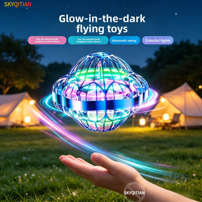 Smart Sensor UFO Hovering Flying Ball Toy Hexagonal Spinning Saucer Drone Autonomous Flight Hand Controlled Indoor Flying Robot Kids Adults Birthday Christmas Gift Blue Purple Red