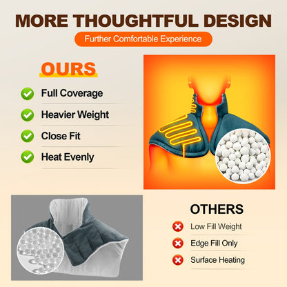 Graphene Heating Pad for Neck Shoulders Back – 130W Weighted Deep Heat 22"x18" 6 Settings Auto Shut-Off Timer Machine Washable Electric Pad