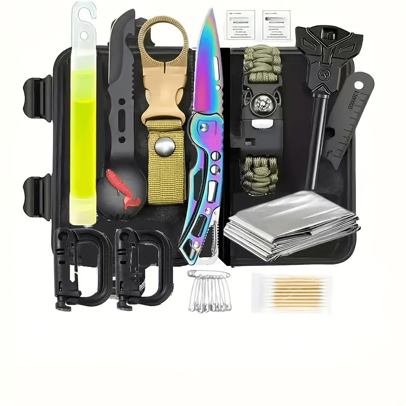 Survival Kit for Men 12 to 115 Piece Emergency Gear Set Flint Fire Starter Multi-Tool – Camping Hiking Hunting Fishing Outdoor Gift for Dad Husband Boyfriend