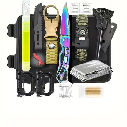 Survival Kit for Men 12 to 115 Piece Emergency Gear Set Flint Fire Starter Multi-Tool – Camping Hiking Hunting Fishing Outdoor Gift for Dad Husband Boyfriend