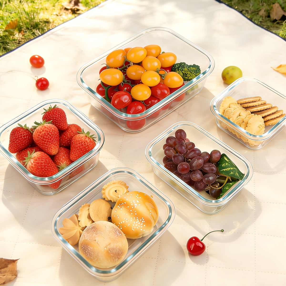 Glass Food Storage Containers with Lids 16-Piece Set (8 Containers + 8 Lids), Airtight Meal Prep Containers Microwave Oven Freezer Safe, Lunch Boxes for Salads Fruits Vegetables Sandwiches Leftovers