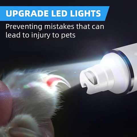 Quiet Dog Nail Grinder with LED Light – 3-Speed Rechargeable Electric Pet Nail Trimmer Kit, Painless Paw Grooming for Small Medium Large Dogs & Cats