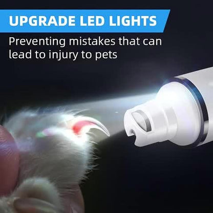 Quiet Dog Nail Grinder with LED Light – 3-Speed Rechargeable Electric Pet Nail Trimmer Kit, Painless Paw Grooming for Small Medium Large Dogs & Cats