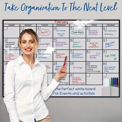 A3 Large Erasable Whiteboard Calendar – Reusable Dry Erase Monthly & Weekly Wall Planner for Office, Home & School, Includes Markers, Family Schedule, Gym & Yoga Planner