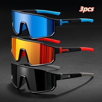 3-Pack Mirrored Sunglasses Set for Men & Women – Colorful Polycarbonate Fashion Glasses, Durable Frame, UV Protection, Perfect for Beach, Festival & Casual Wear