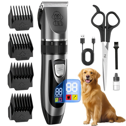 Dog Grooming Kit Wireless Low-Noise Electric Clippers – Rechargeable Lithium Battery, Thick Fur Trimmer with Scissors & Comb for Small & Large Dogs and Cats, Multiple Bundle Options