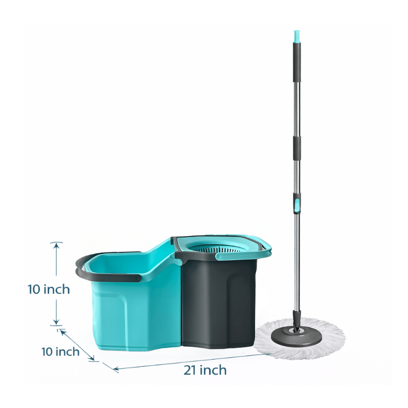 360° Spin Mop and Bucket Set with Wringer – Microfiber Mop Refills, Stainless Steel Extended Handle, Separate Compartment, Floor Cleaning System