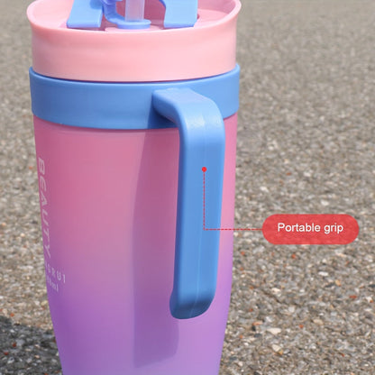 3-Pack Water Bottles Set 46oz 27oz 9.5oz with Straw Lid & Handle – BPA-Free Insulated Travel Cups for Gym Hiking Camping Fitness & Outdoor Sports, Leak-Proof Reusable Drinking Bottles