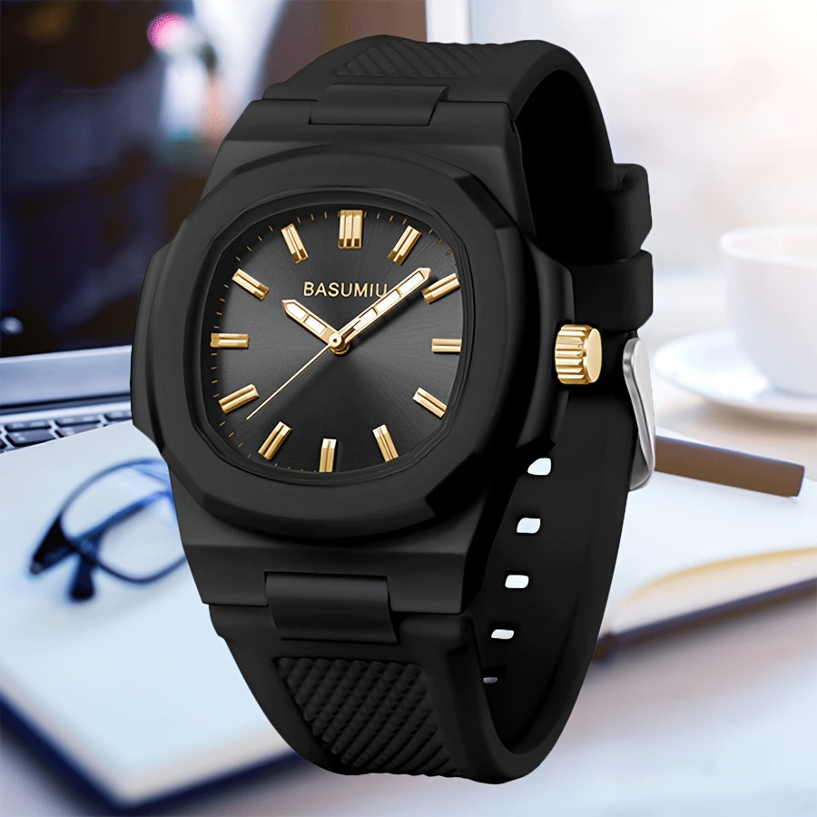 Men's Casual Silicone Band Quartz Watch Zinc Alloy Case Oval Dial Analog Pointer Display - Lightweight Everyday Fashion Watch Gift for Men Boyfriend Dad
