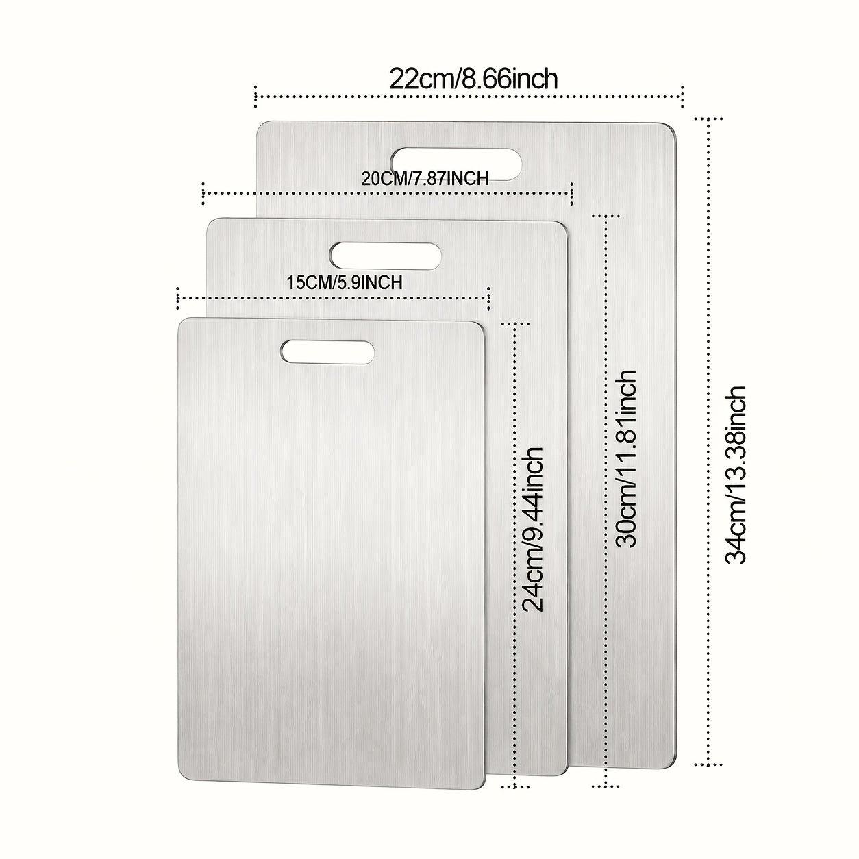 Stainless Steel Cutting Board Set of 3 Premium BPA-Free Rust-Resistant Easy to Clean Space-Saving Kitchen Chopping Boards for Meat Vegetables Fruit Food Prep