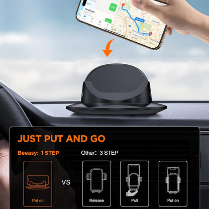 Car Phone Holder Dashboard Mount, 360° Rotation Cell Phone Holder for Car with Suction Cup & Silicone Anti-Slip Pad, Universal Phone Stand Compatible with iPhone 17 16 15 Samsung Galaxy & All Smartphones