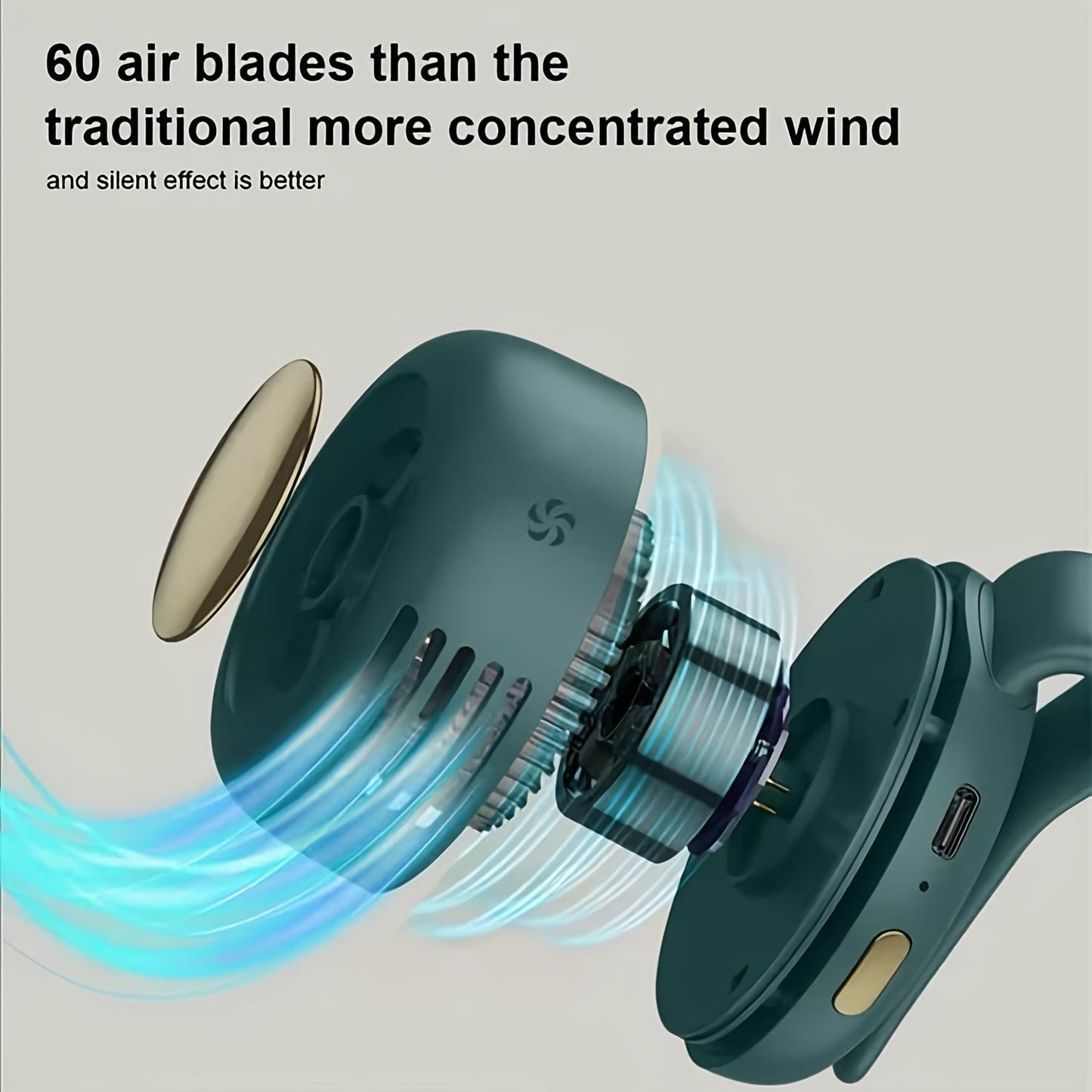 Mini Clip-On Bladeless Neck Fan USB Rechargeable 3-Speed 360° Airflow Portable Hands-Free Waist Hanging Cooling Fan for Hiking Camping Travel Golf Sports Outdoor