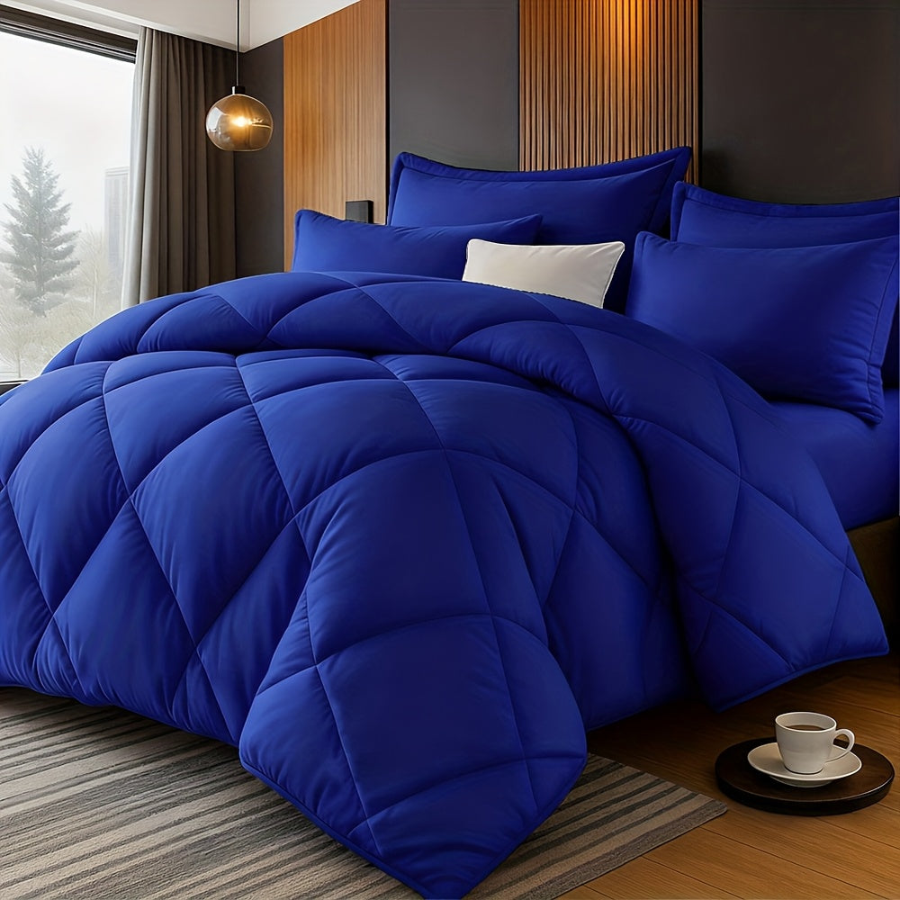 Quilted Comforter Set Twin Queen King Size – Soft Diamond Pattern Quilt with Pillowcases Ultra-Fine Fiber Fill Lightweight Breathable All-Season Bedding 2/3 Piece Multiple Colors
