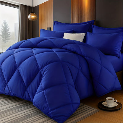 Quilted Comforter Set Twin Queen King Size – Soft Diamond Pattern Quilt with Pillowcases Ultra-Fine Fiber Fill Lightweight Breathable All-Season Bedding 2/3 Piece Multiple Colors